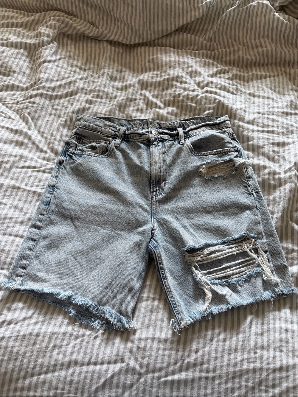 American Eagle Outfitters Light Wash Distressed Denim Shorts
